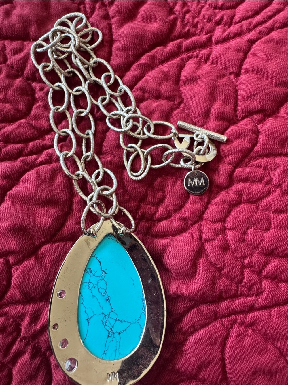 Melinda Maria Turquoise Teardrop Pendant Necklace - Gold View 2